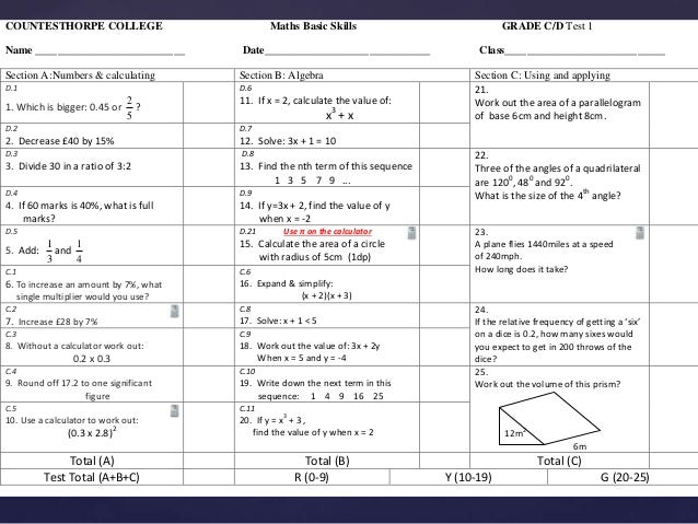 Basic Skills Mathematics Year 7